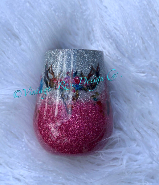 Flower Crown Glitter Tumbler - Vintage Rose Design Co.