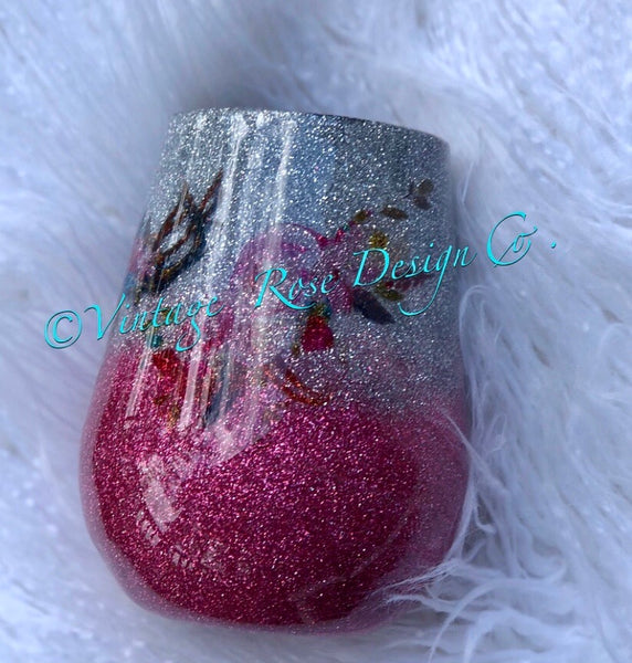 Flower Crown Glitter Tumbler - Vintage Rose Design Co.