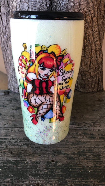Skinny Girls are For Wimps Glitter Tumbler - Vintage Rose Design Co.