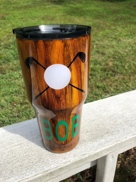Woodgrain Golf Tumbler - Vintage Rose Design Co.