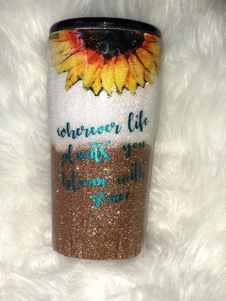 Sunflower Glitter Tumbler - Vintage Rose Design Co.