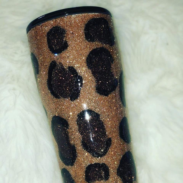 Glitter Leopard Tumbler - Vintage Rose Design Co.