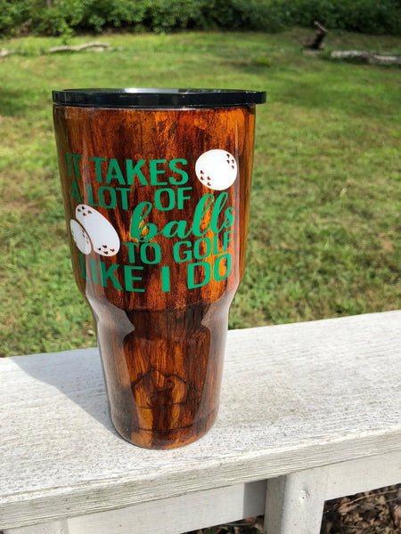 Woodgrain Golf Tumbler - Vintage Rose Design Co.