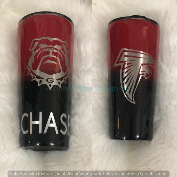 Falcons/Bulldog Ombre Tumbler - Vintage Rose Design Co.