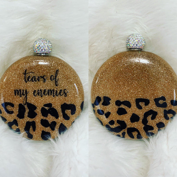 Leopard Bling Flask - Vintage Rose Design Co.