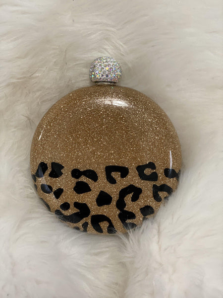 Leopard Bling Flask - Vintage Rose Design Co.