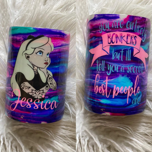 Tattooed Alice in Wonderland Ink Tumbler - Vintage Rose Design Co.