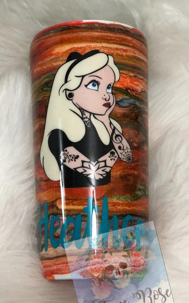 Tattooed Alice in Wonderland Ink Tumbler - Vintage Rose Design Co.