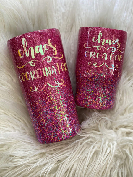 Chaos Coordinator/Chaos Creator Mommy & Me Glitter Tumbler Set - Vintage Rose Design Co.