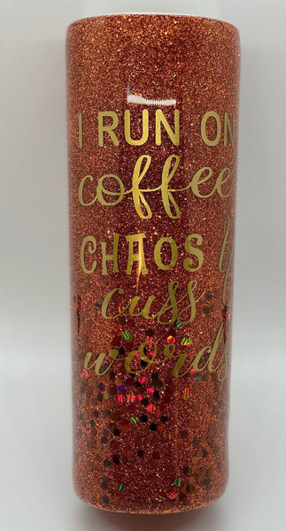 Coffee, Chaos, Cuss Words Tumbler - Vintage Rose Design Co.
