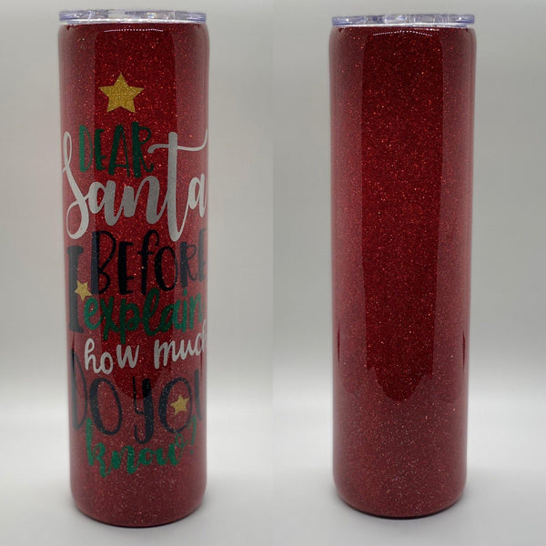 Dear Santa Before I Explain How Much Do You Know? Tumbler - Vintage Rose Design Co.