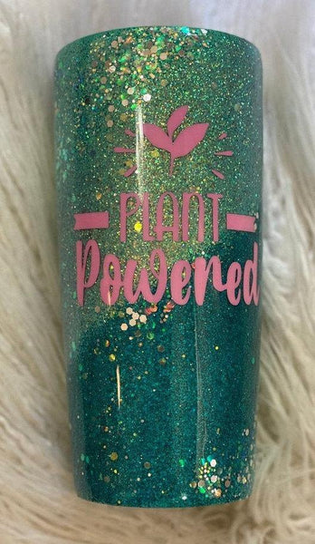 Plant Powered/Plant Based Glitter Swirl Tumbler - Vintage Rose Design Co.