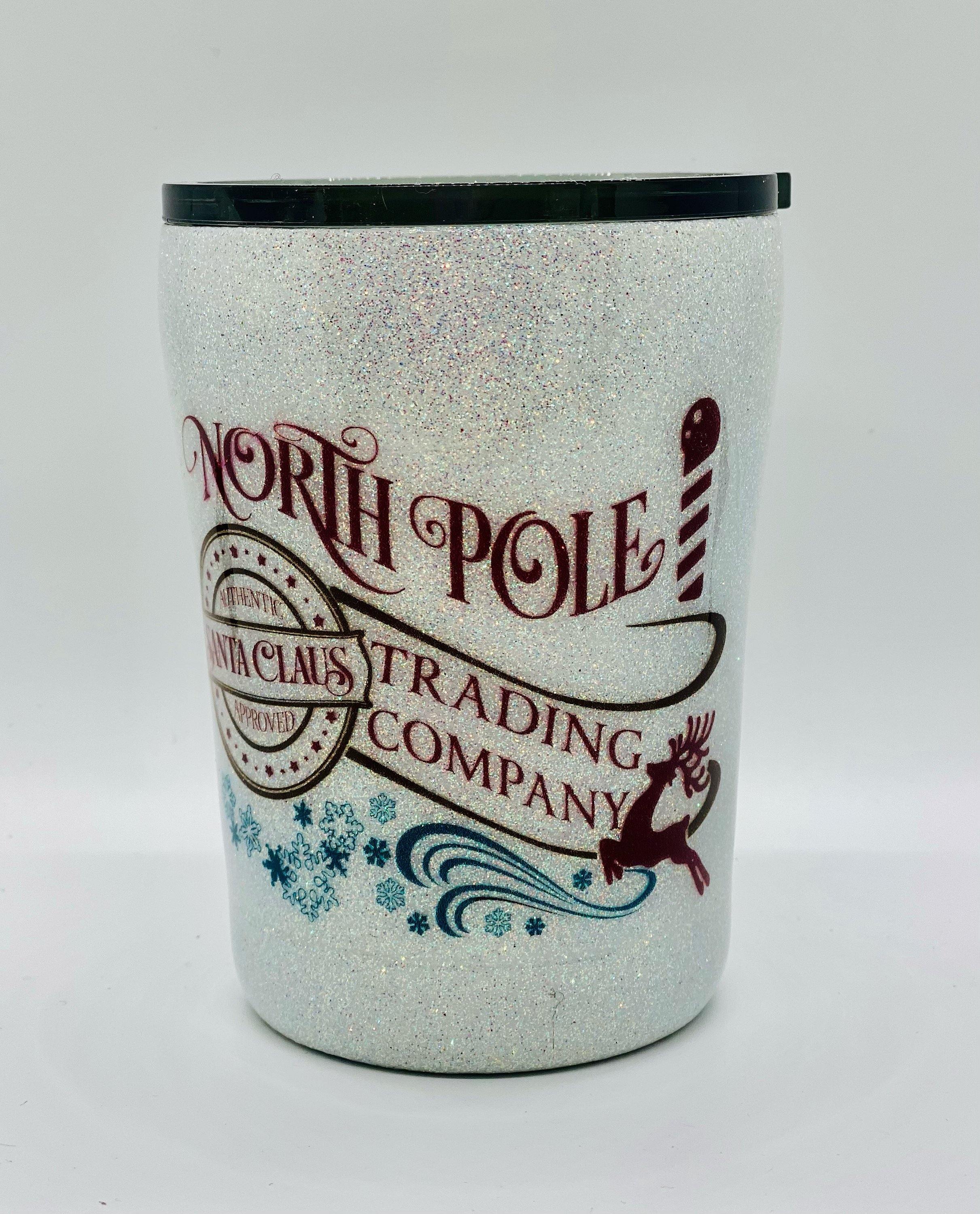 North Pole w/ Chocolate Drip - Glitter Mug - Stainless Steel Mug