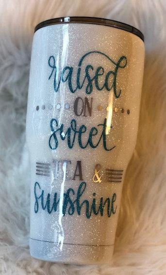 Raised on Sweet Tea & Sunshine Glitter Tumbler - Vintage Rose Design Co.