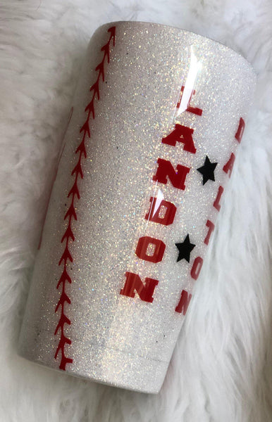 Baseball Mom Glitter Tumbler - Vintage Rose Design Co.