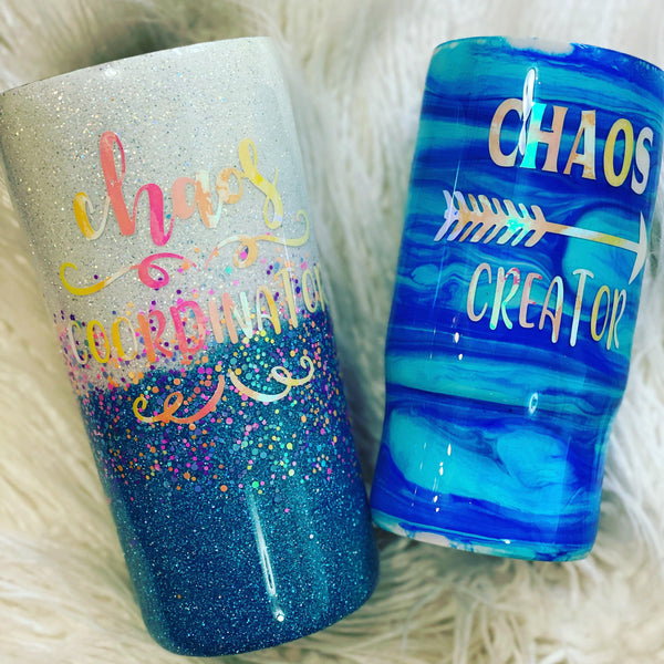 Chaos Coordinator/Chaos Creator Mommy & Me Glitter Tumbler Set - Vintage Rose Design Co.