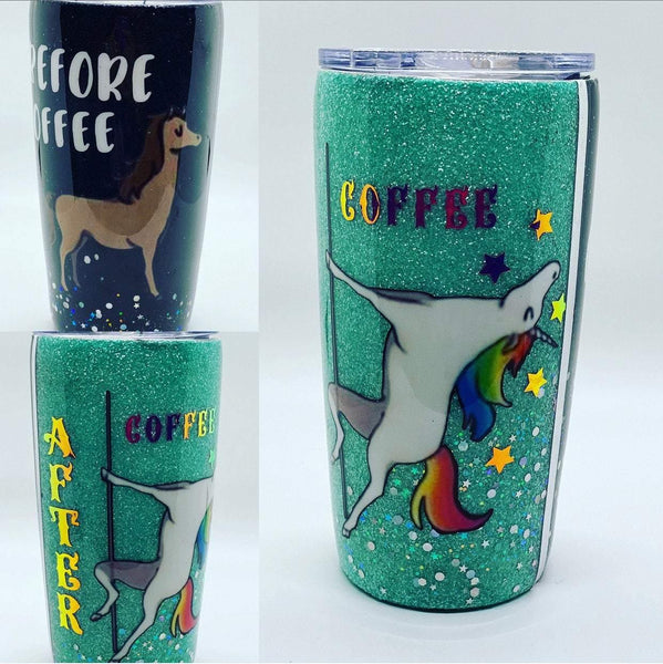 Before Coffee After Coffee Tumbler - Vintage Rose Design Co.