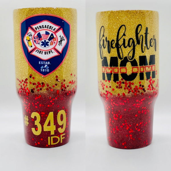 Firefighter Glitter Epoxy Tumbler