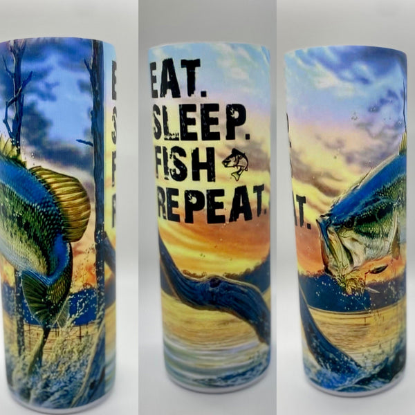 Eat Sleep Fish Repeat Sublimation Tumbler