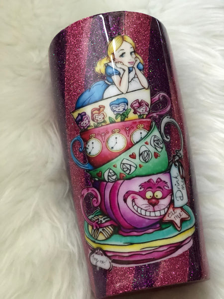 Alice In Wonderland Teacup Tumbler - Vintage Rose Design Co. 