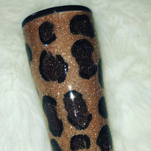 Glitter Leopard Tumbler - Vintage Rose Design Co. 