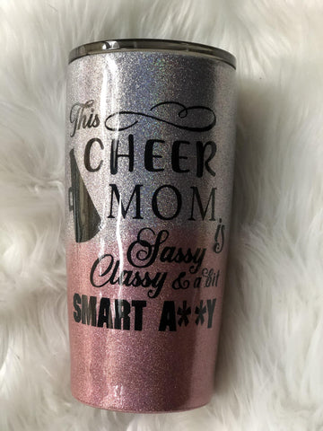 Cheer Mom Glitter Tumbler - Vintage Rose Design Co. 