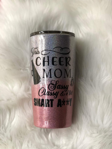 Cheer Mom Glitter Tumbler - Vintage Rose Design Co. 