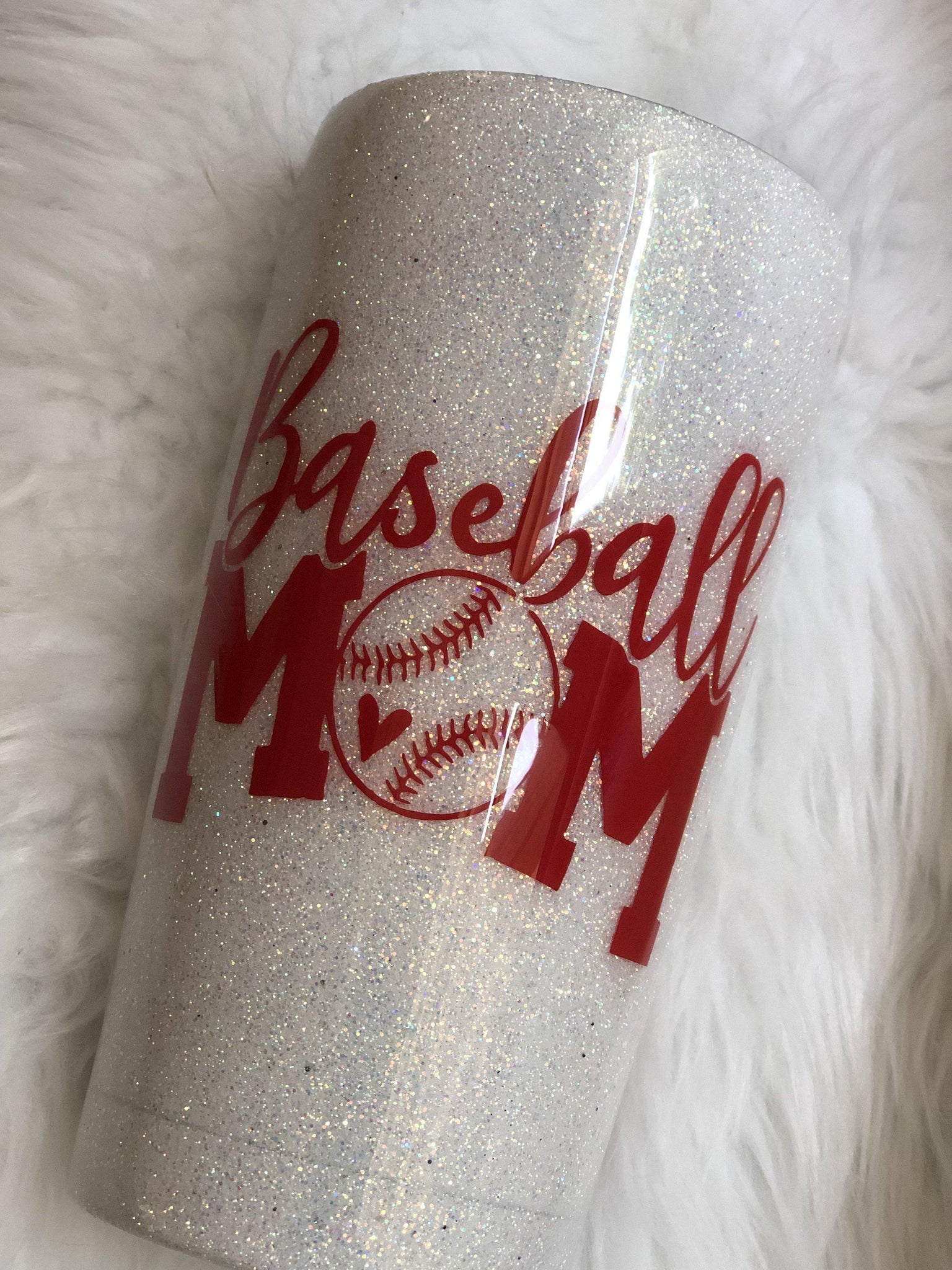 Baseball Mom Glitter Tumbler - Vintage Rose Design Co. 