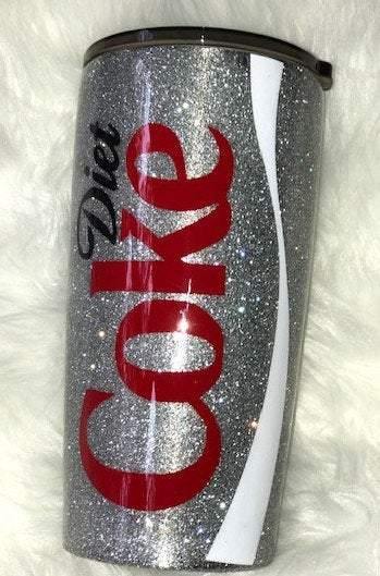 Diet Coke Glitter Tumbler - Vintage Rose Design Co. 