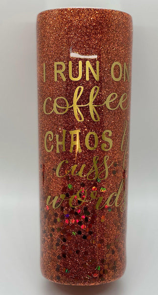 Coffee, Chaos, Cuss Words Tumbler - Vintage Rose Design Co. 