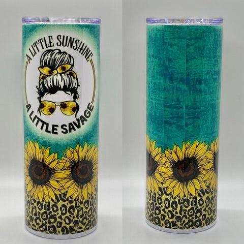 A Little Sunshine Sunflower Leopard Sublimation Tumbler